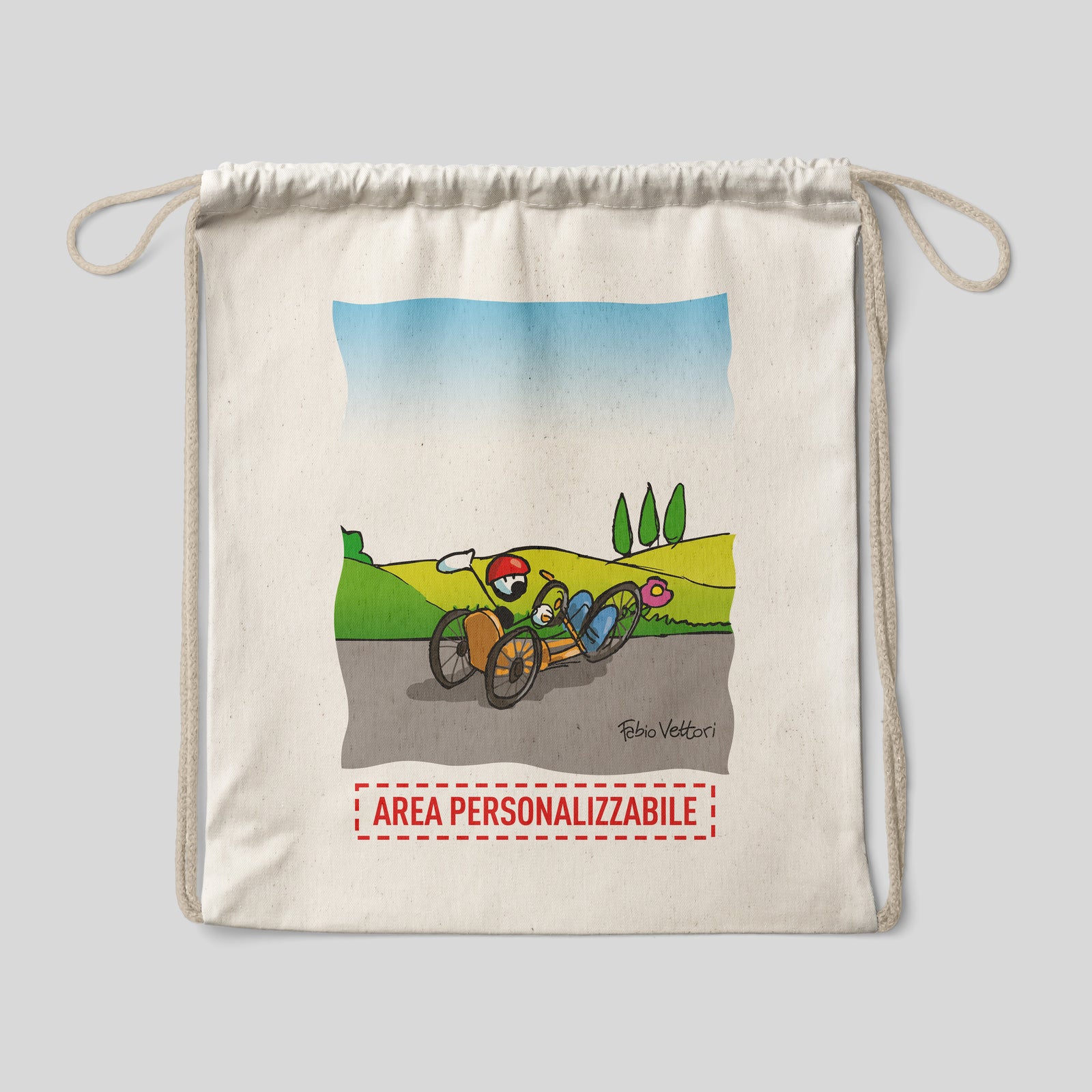 Sacca zaino personalizzata in cotone soggetto "Handbike"