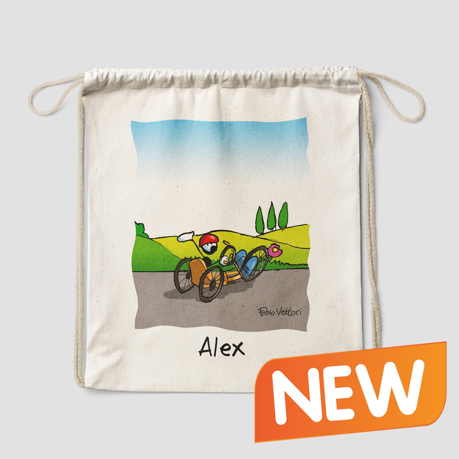 Sacca zaino personalizzata in cotone soggetto "Handbike"