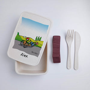 Scatola Porta Pranzo con Fascia Porta Posate Personalizzata soggetto "Handbike"