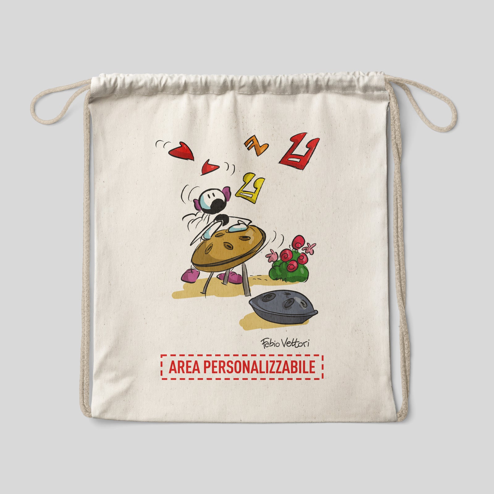 Sacca zaino personalizzata in cotone soggetto "Handpan"