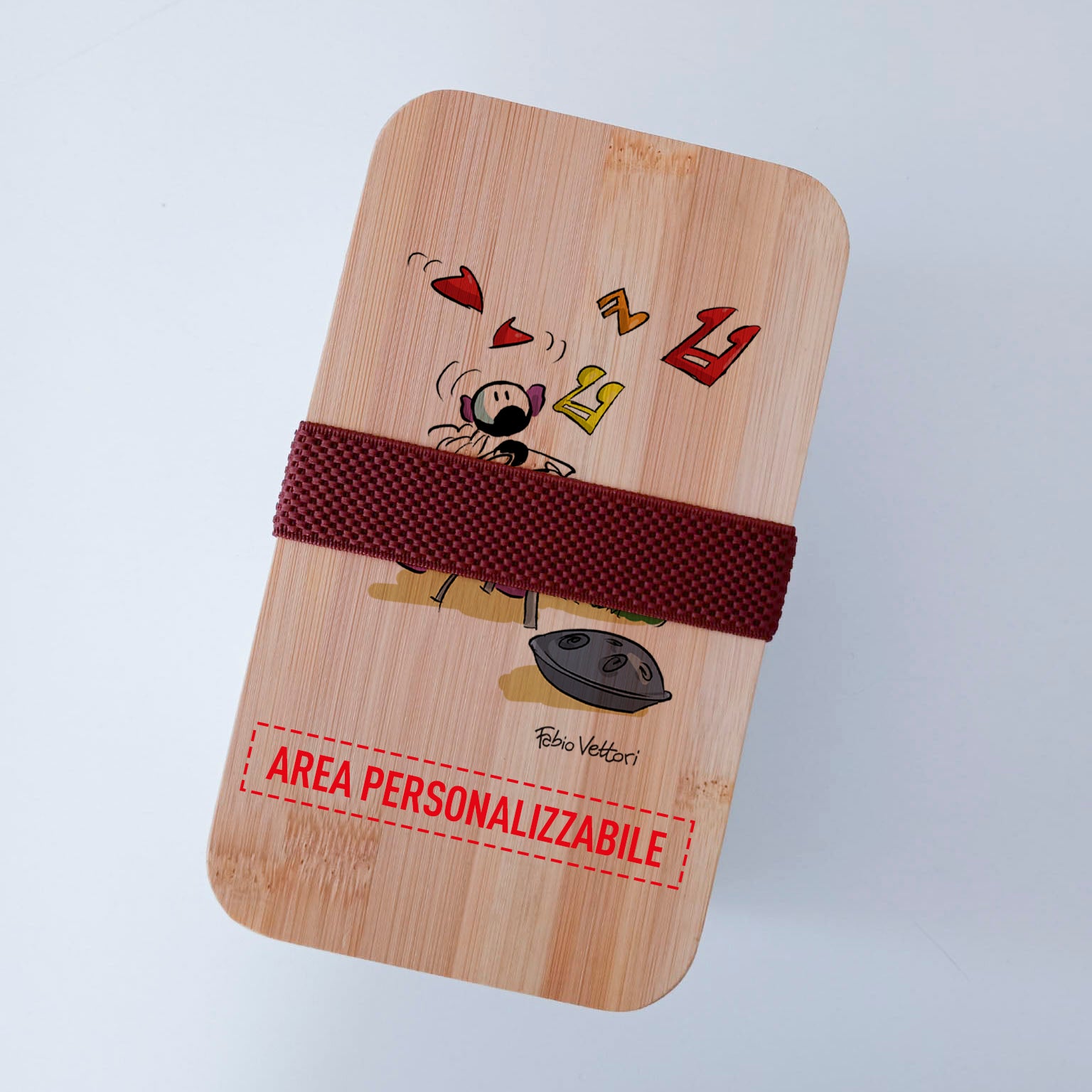 Lunch Box with Cutlery Holder Band Personalized "Handpan" Subject