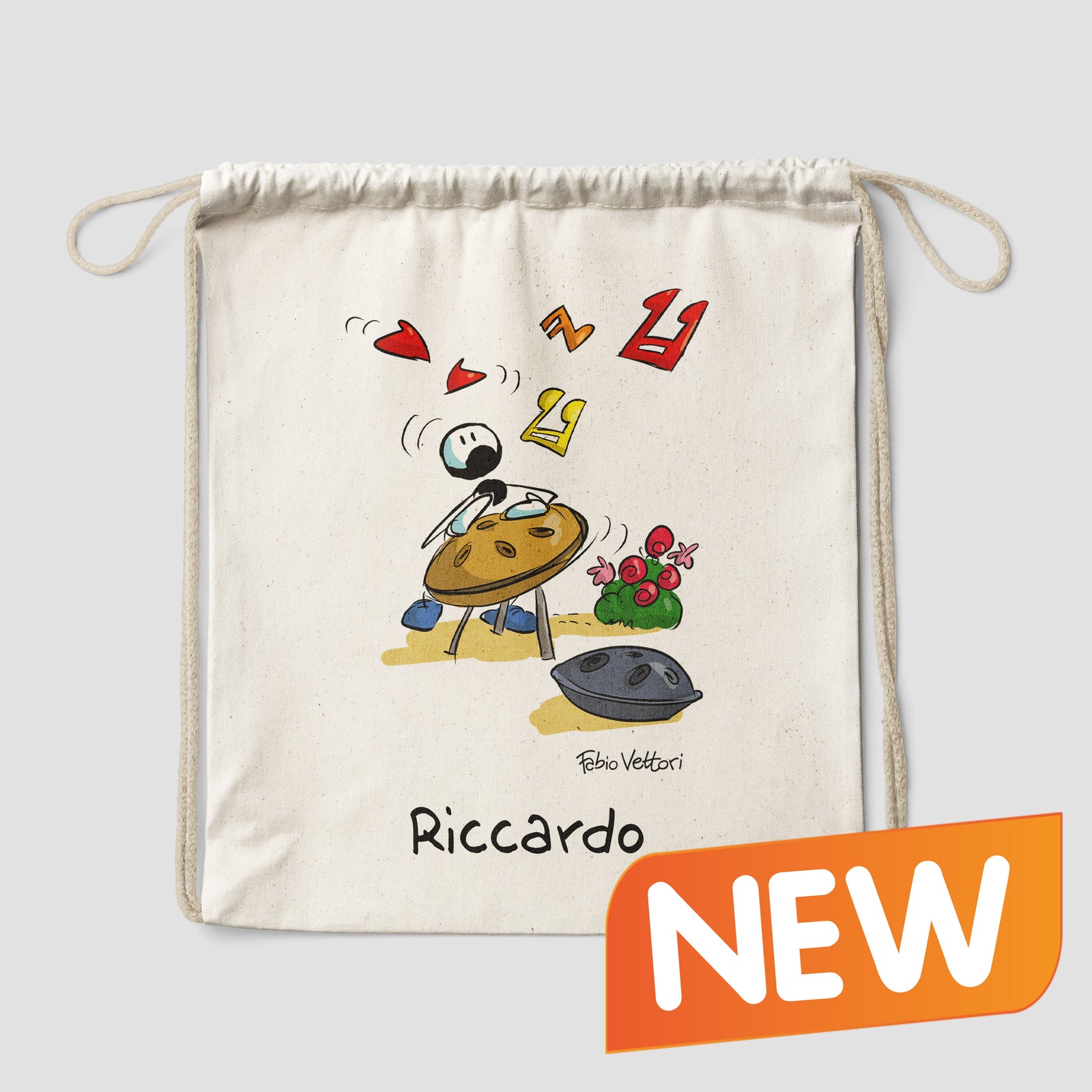 Sacca zaino personalizzata in cotone soggetto "Handpan"