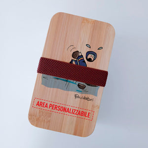 Scatola Porta Pranzo con coperchio in bambù e Posate Personalizzata soggetto "Hockey"