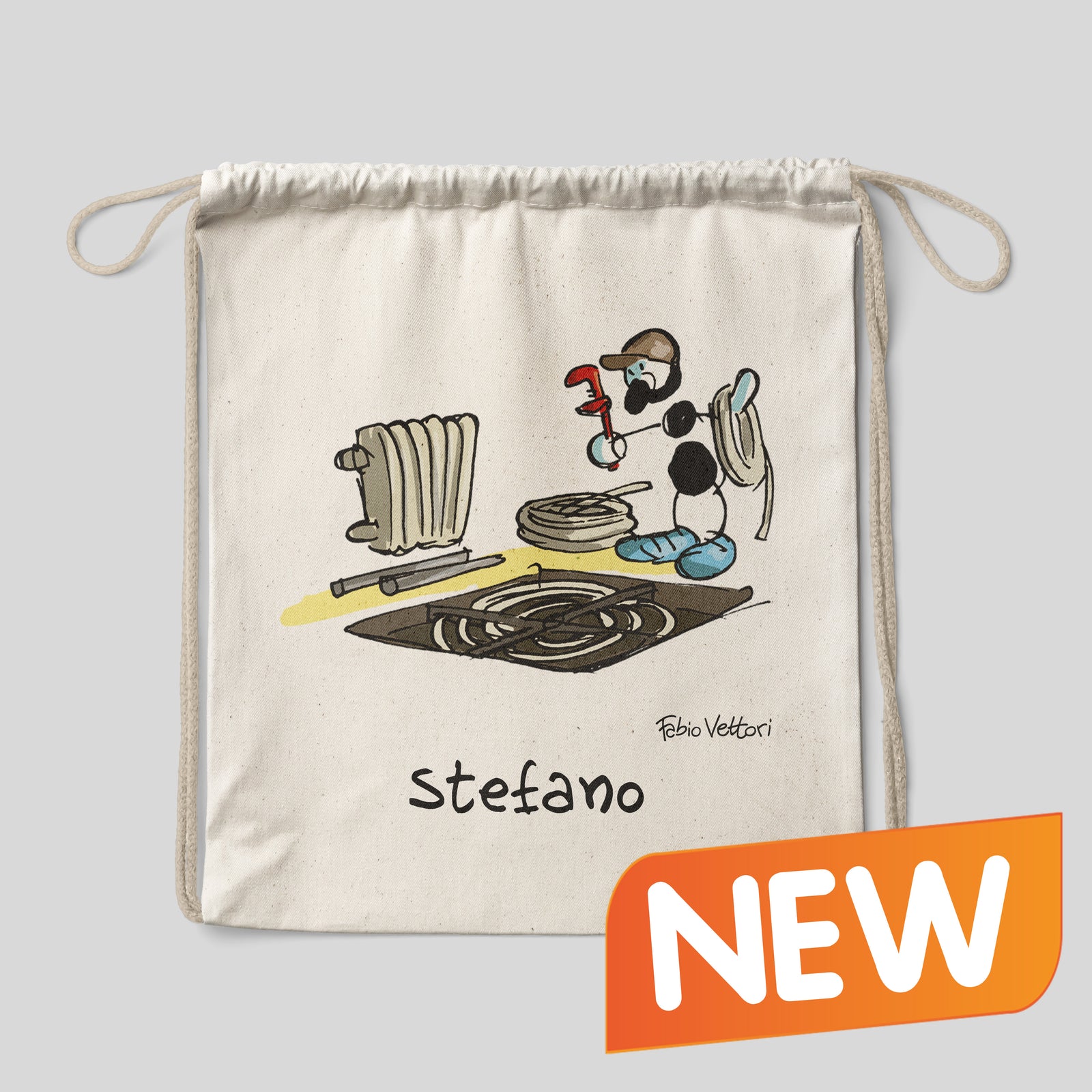 Sacca zaino personalizzata in cotone soggetto "Idraulico"