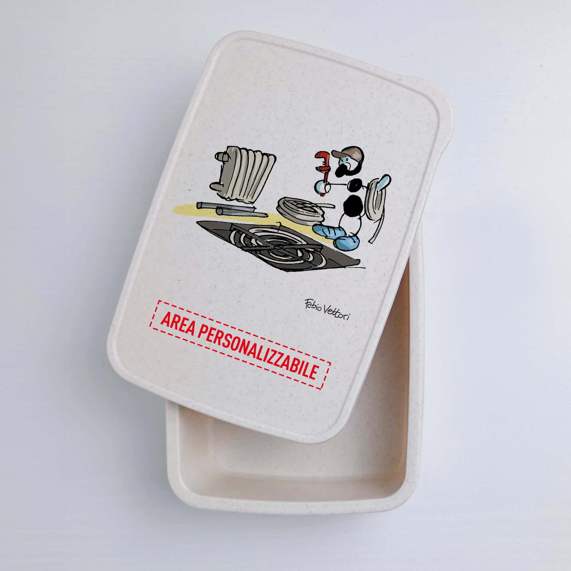 Lunch Box with Cutlery Holder Band Personalized "Plumber" Subject
