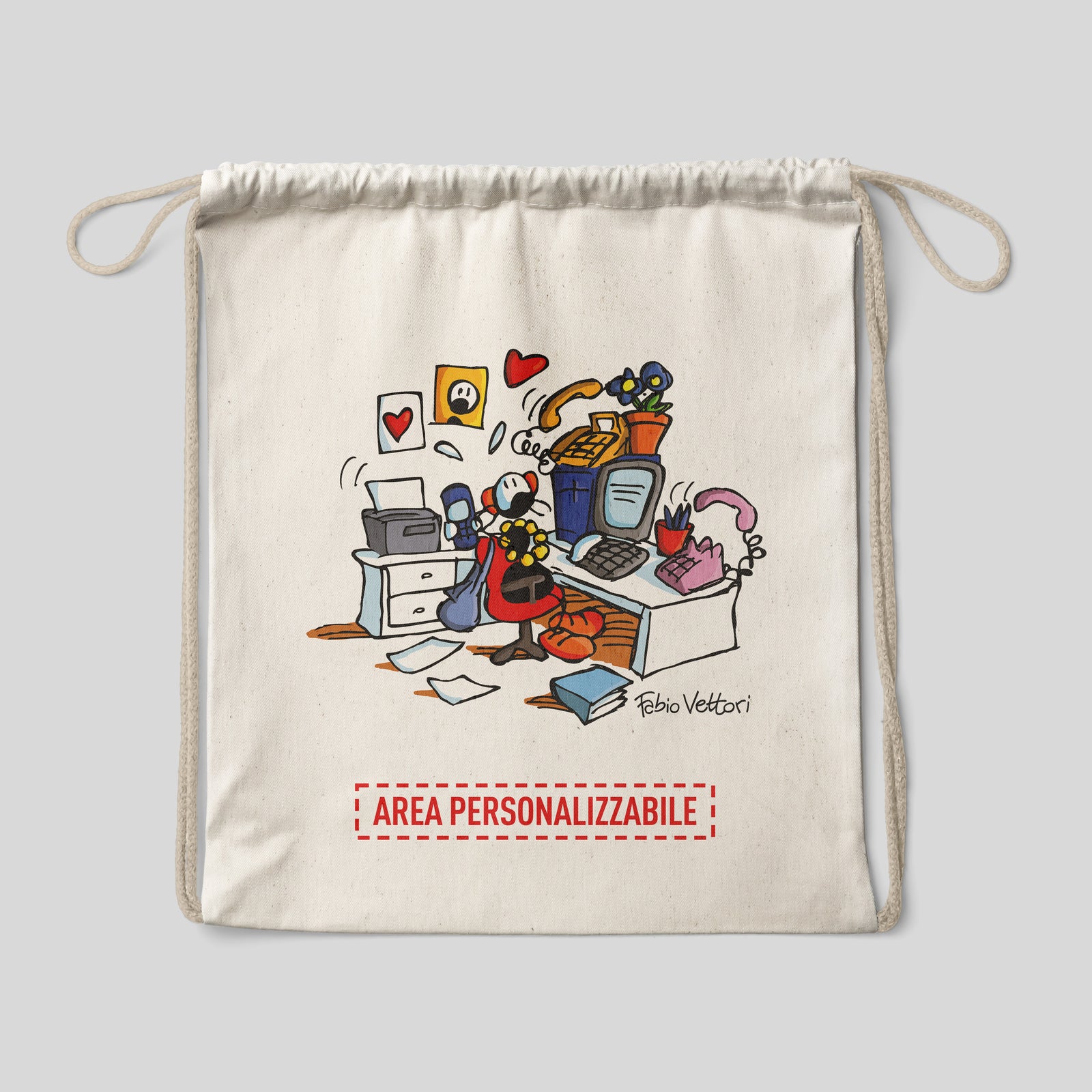 Sacca zaino personalizzata in cotone soggetto "Impiegata"