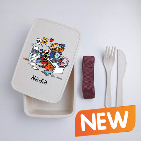 Scatola Porta Pranzo con Fascia Porta Posate Personalizzata soggetto "Impiegata"
