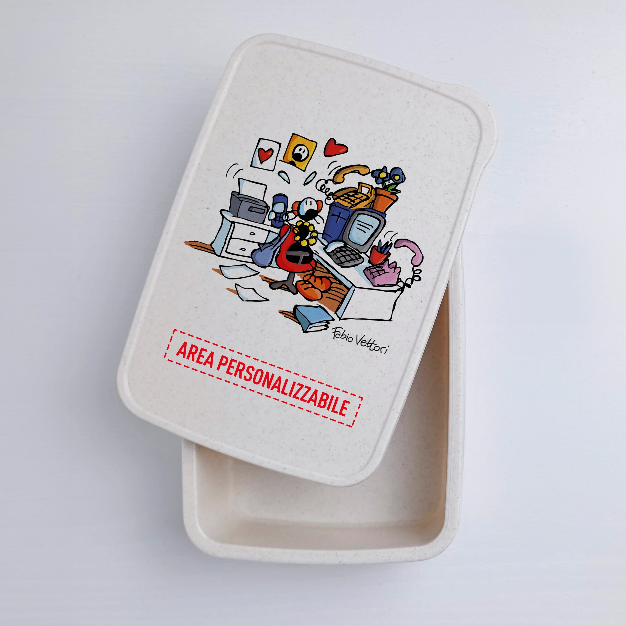 Lunch Box with Cutlery Holder Band Personalized with "Employee" Theme