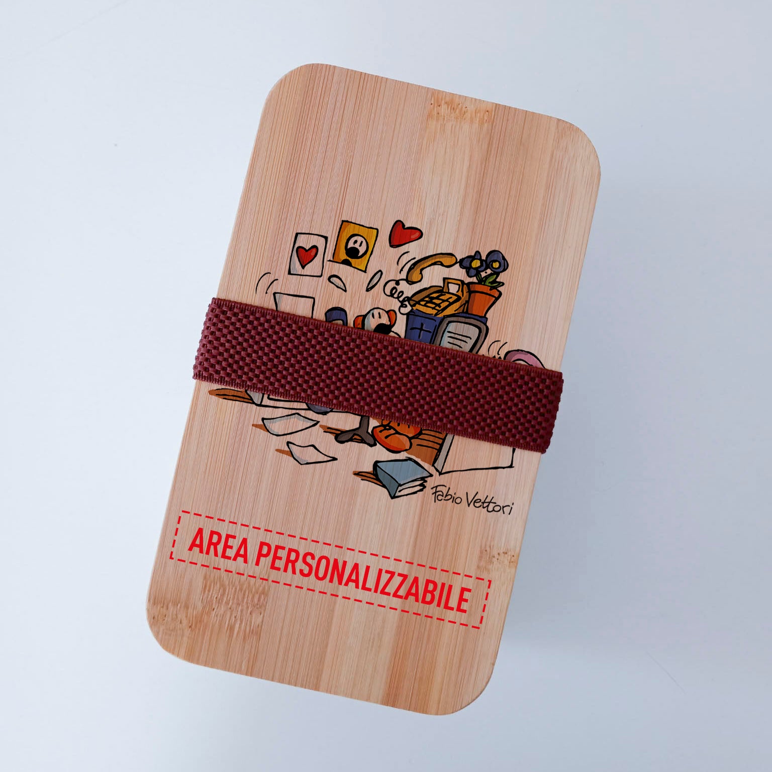 Scatola Porta Pranzo con coperchio in bambù e Posate Personalizzata soggetto "Impiegata"
