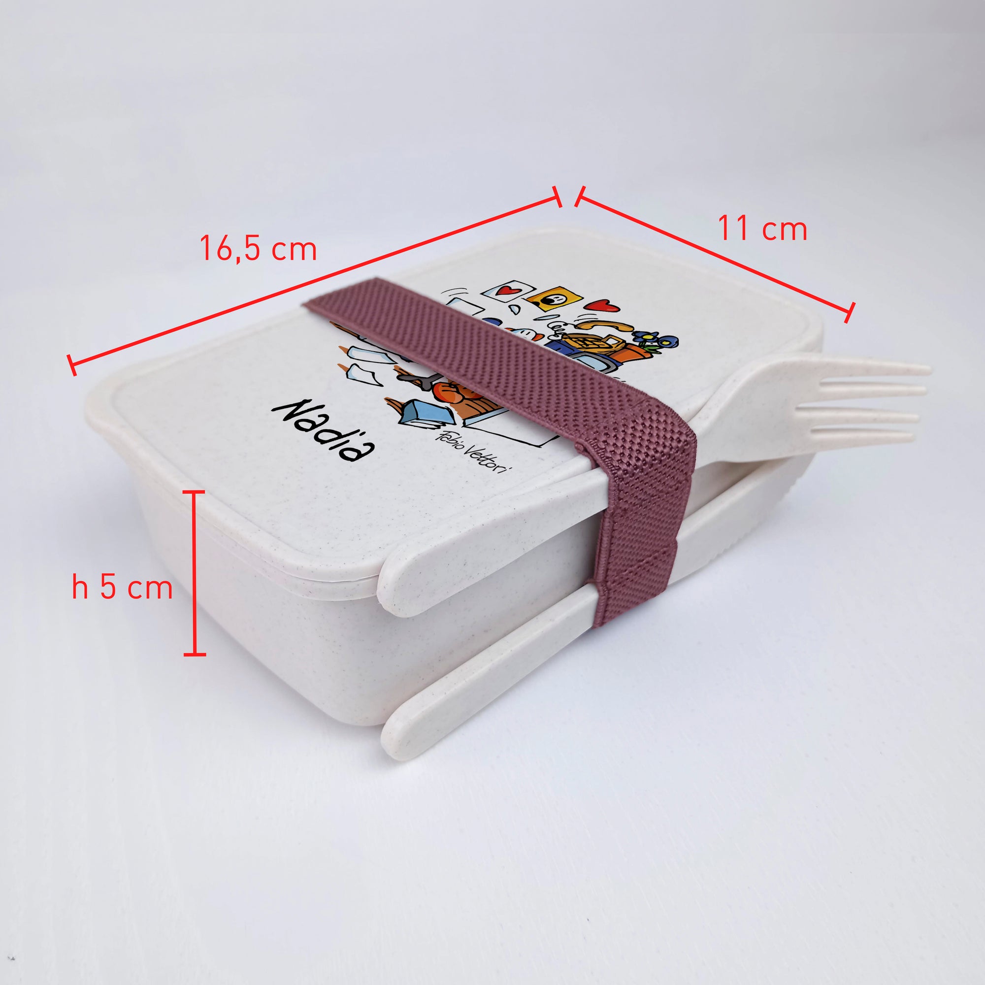 Lunch Box with Cutlery Holder Band Personalized with "Employee" Theme