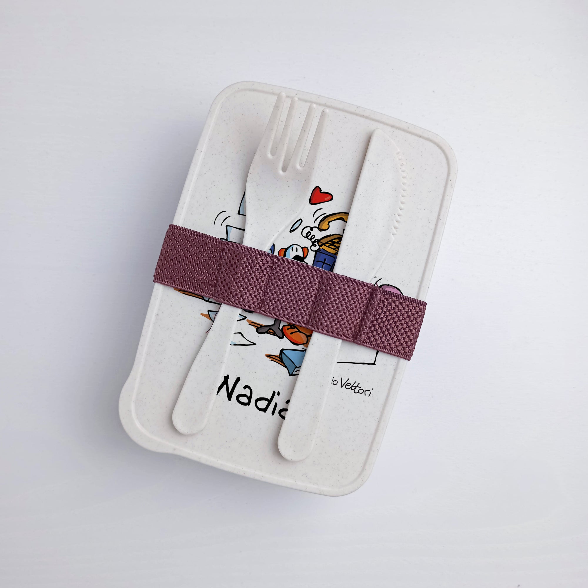 Lunch Box with Cutlery Holder Band Personalized with "Employee" Theme