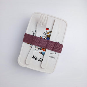 Lunch Box with Cutlery Holder Band Personalized with "Employee" Theme