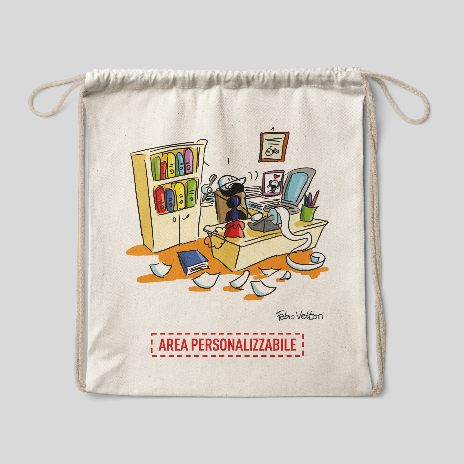 Sacca zaino personalizzata in cotone soggetto "Impiegato"