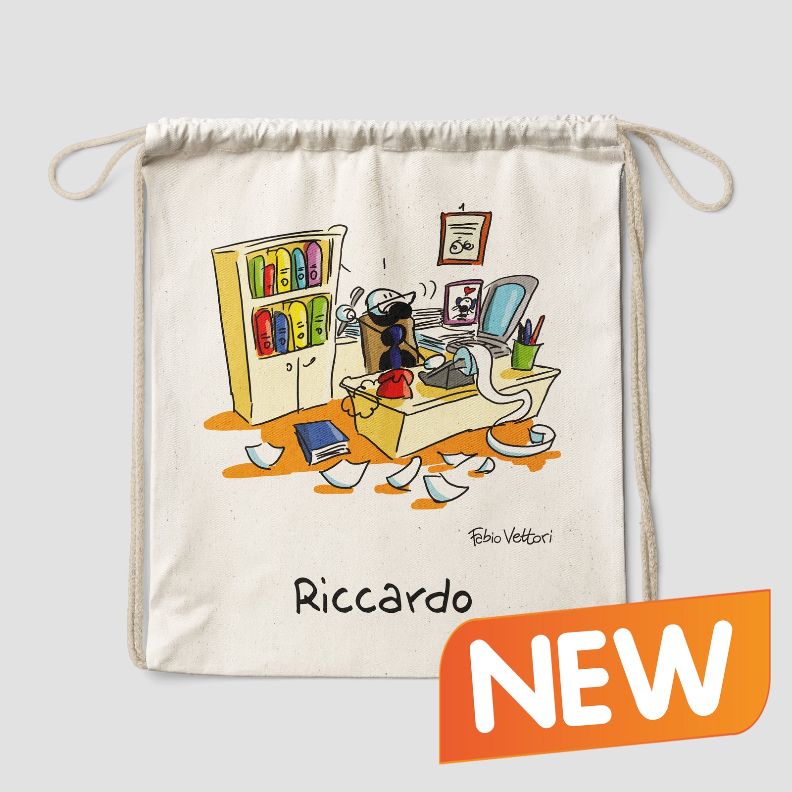 Sacca zaino personalizzata in cotone soggetto "Impiegato"