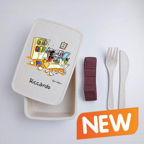 Scatola Porta Pranzo con Fascia Porta Posate Personalizzata soggetto "Impiegato"