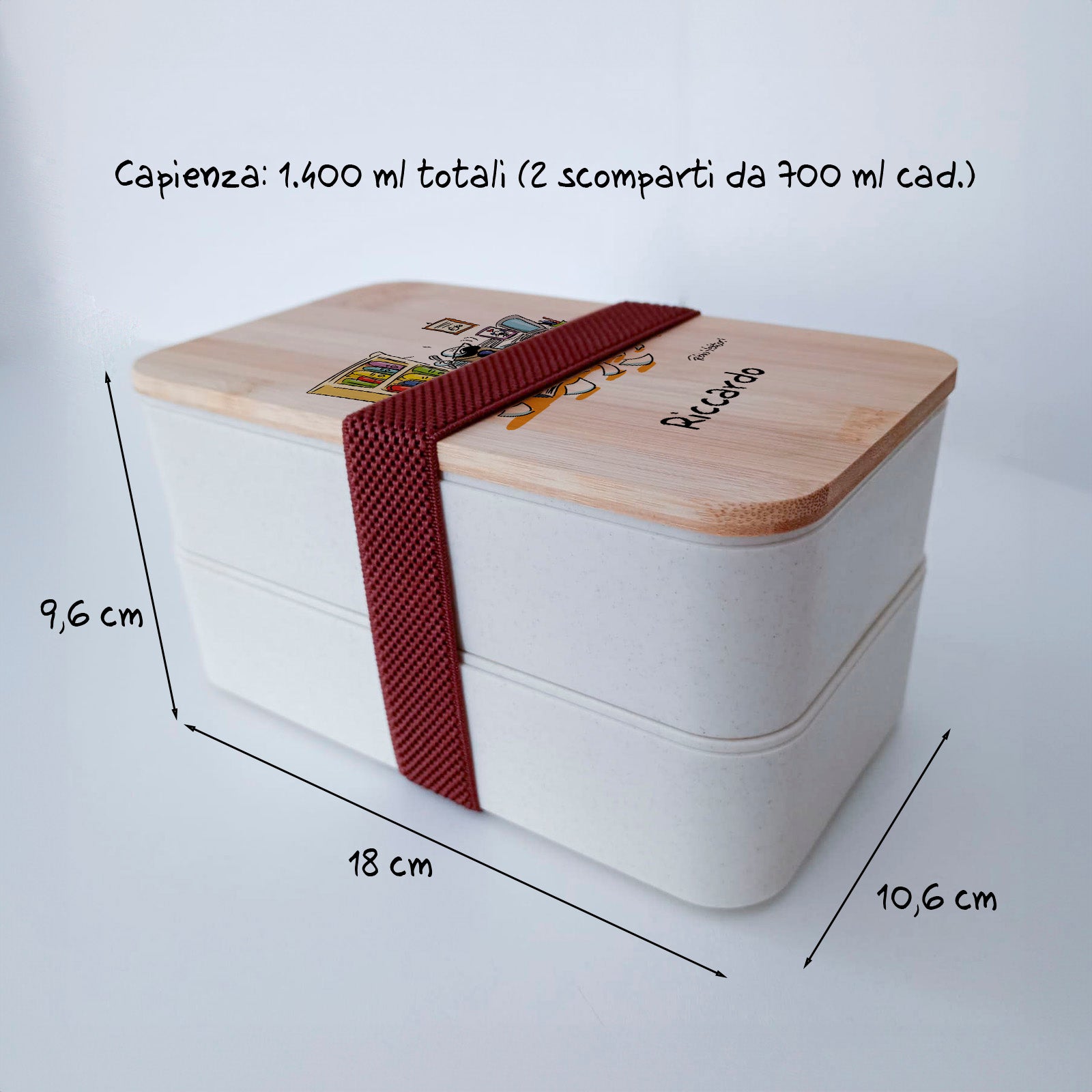 Scatola Porta Pranzo con coperchio in bambù e Posate Personalizzata soggetto "Impiegato"