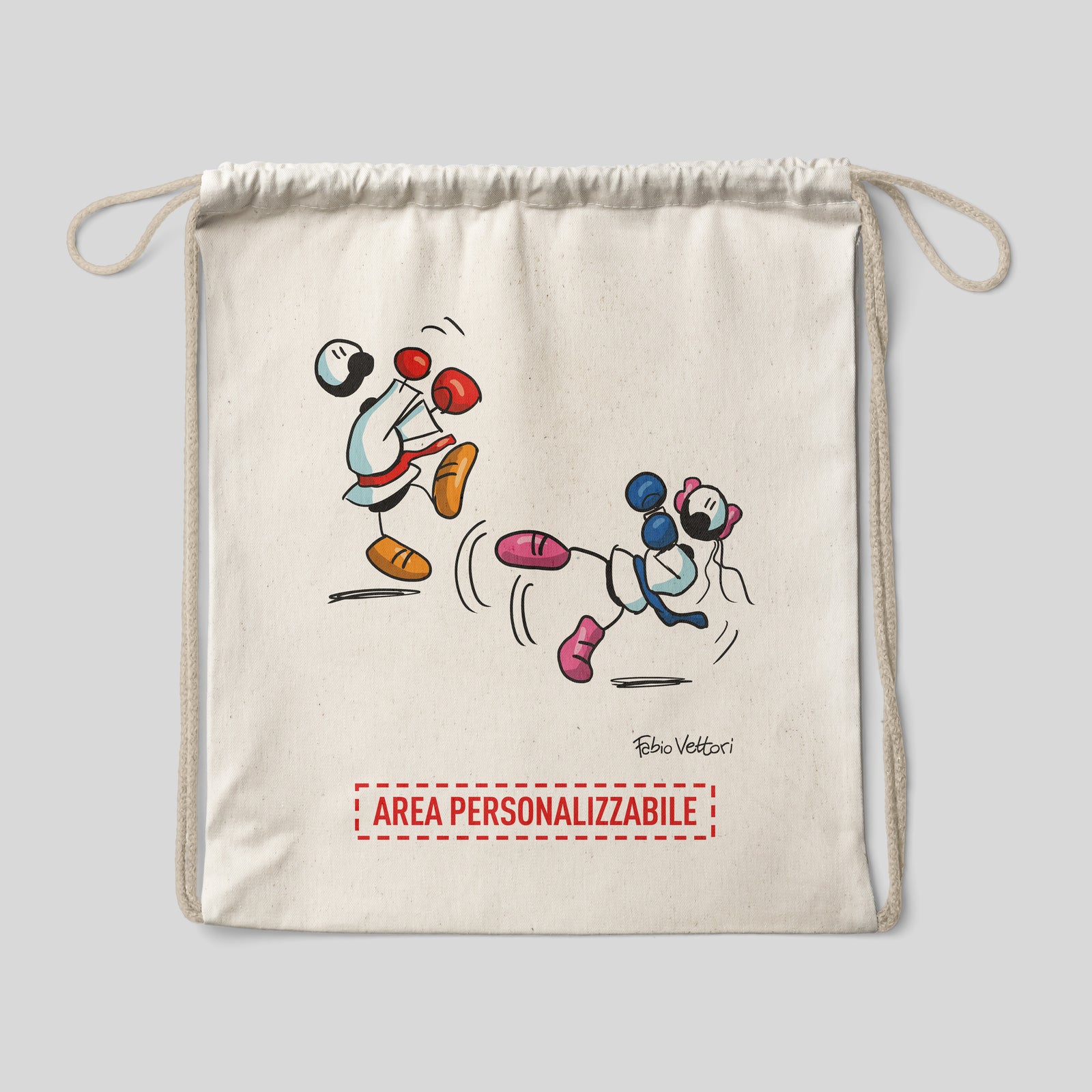 Sacca zaino personalizzata in cotone soggetto "Karate"