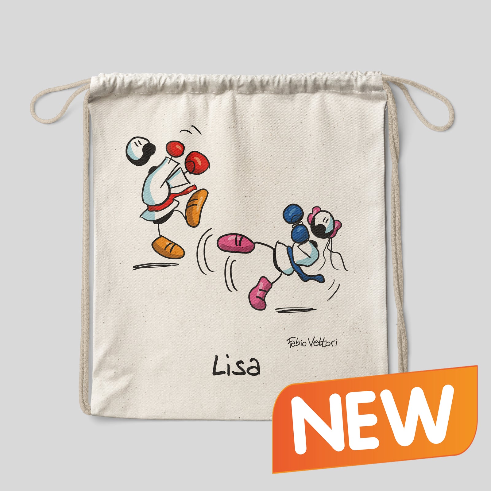 Sacca zaino personalizzata in cotone soggetto "Karate"