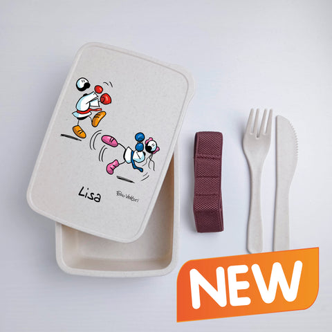 Scatola Porta Pranzo con Fascia Porta Posate Personalizzata soggetto "Karate"