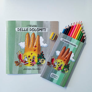 Kit Album da colorare +  Scatola da 12 matite colorate + Temperino