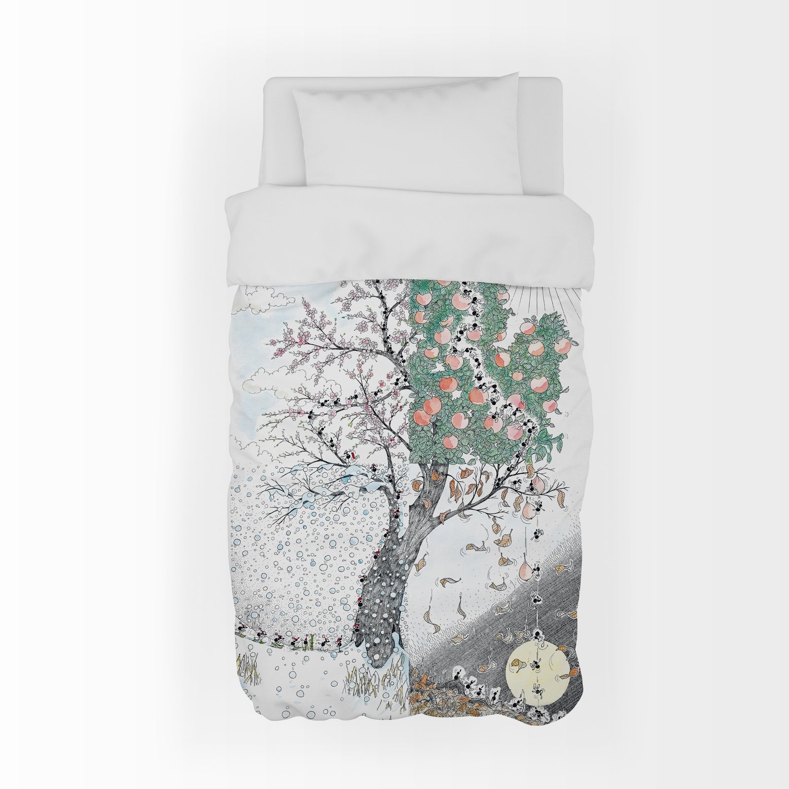 Padded quilted plaid with "4 Seasons" motif