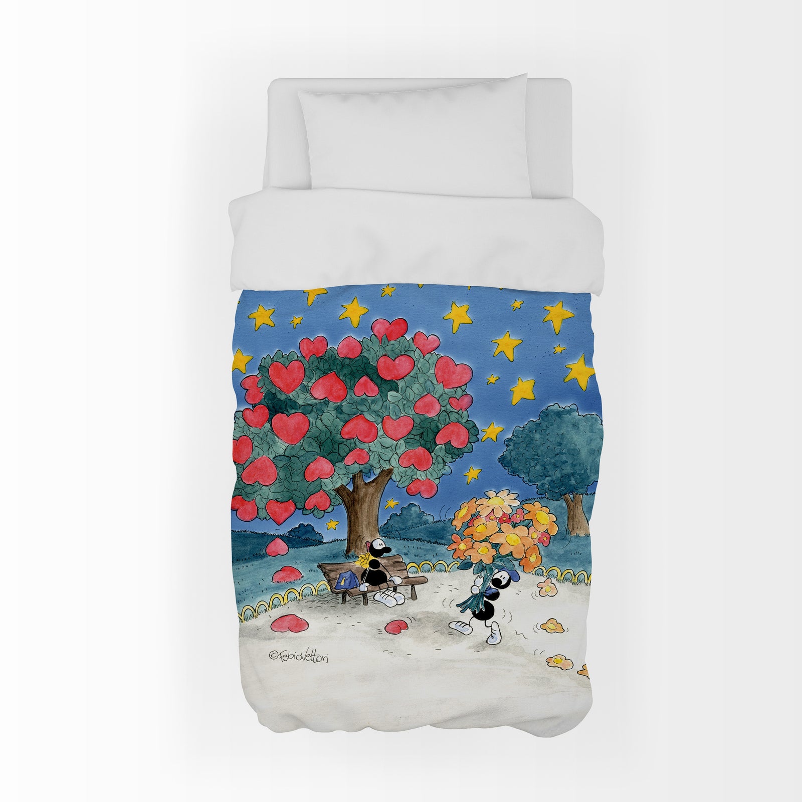 Padded quilted plaid with "Tree of Hearts" motif