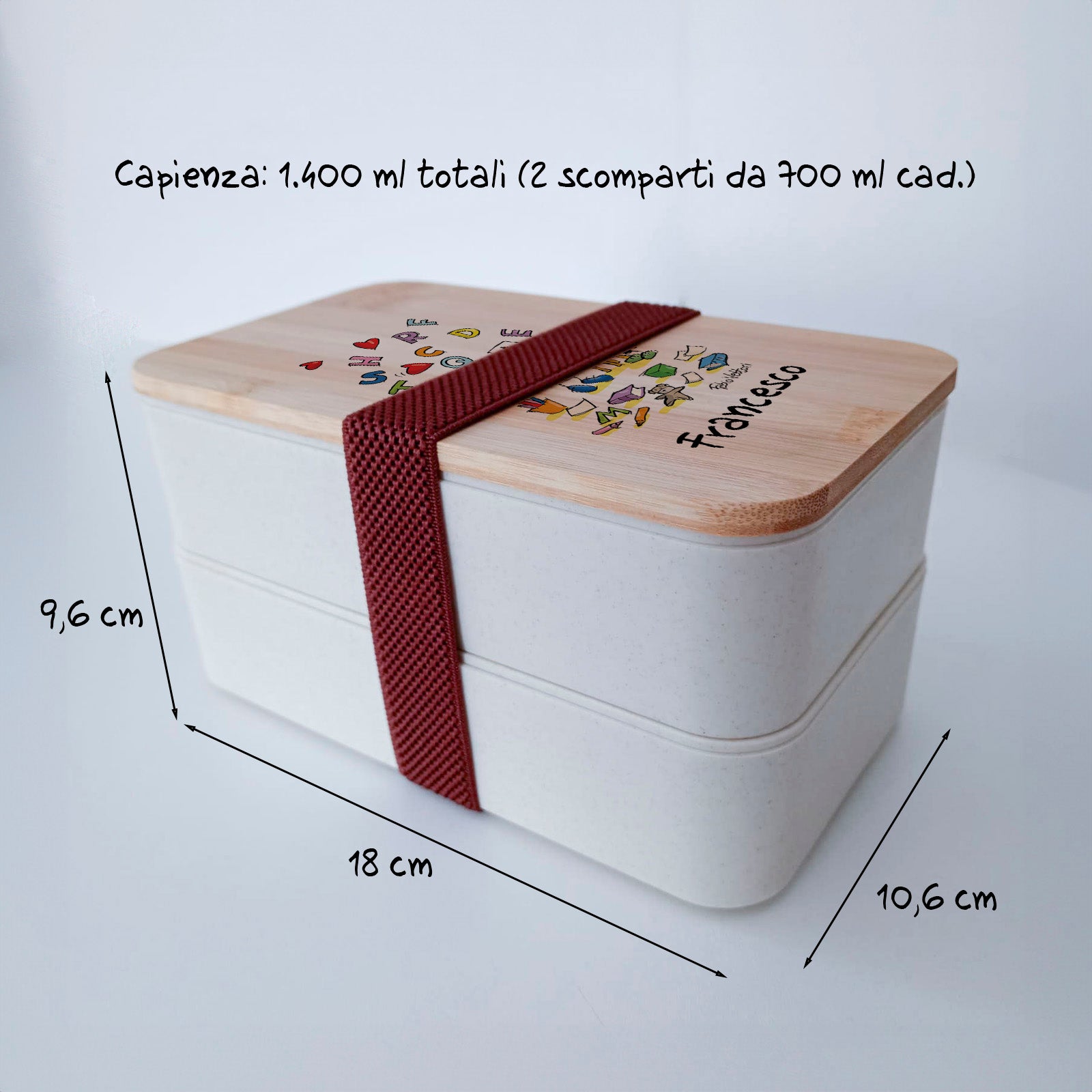 Scatola Porta Pranzo con coperchio in bambù e Posate Personalizzata soggetto "Logopedista"