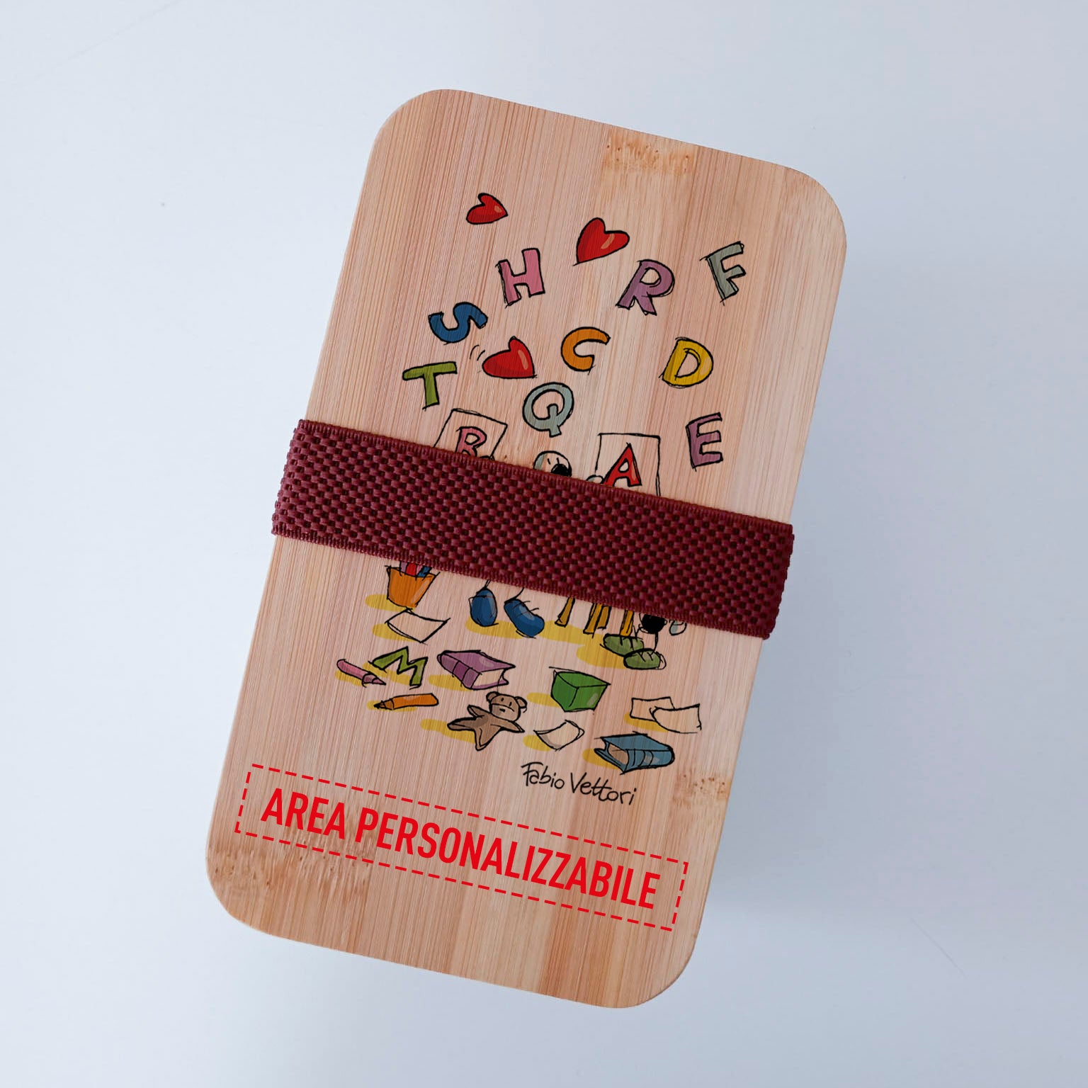 Scatola Porta Pranzo con coperchio in bambù e Posate Personalizzata soggetto "Logopedista"