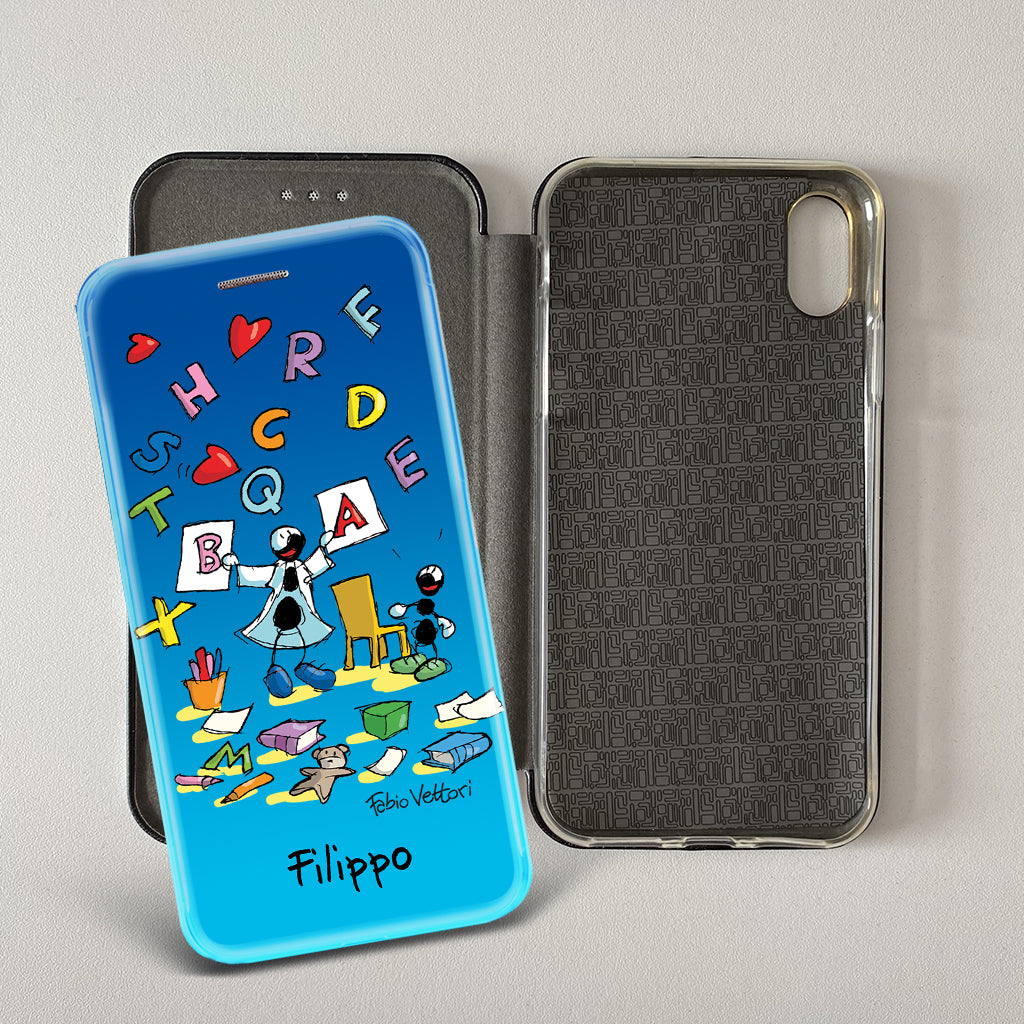 Cover artistica per Smartphone Personalizzata soggetto "Logopedista (maschio)" modello con apertura "a Libro"