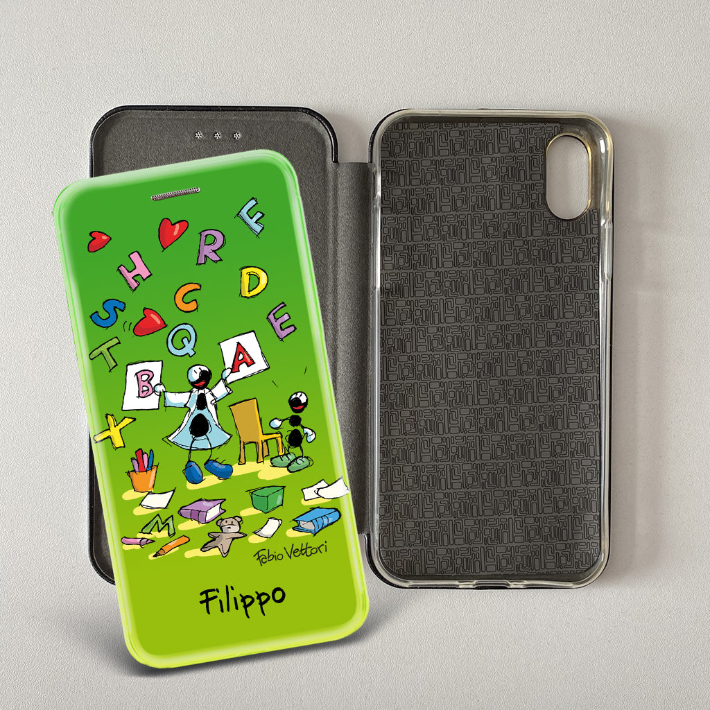 Cover artistica per Smartphone Personalizzata soggetto "Logopedista (maschio)" modello con apertura "a Libro"