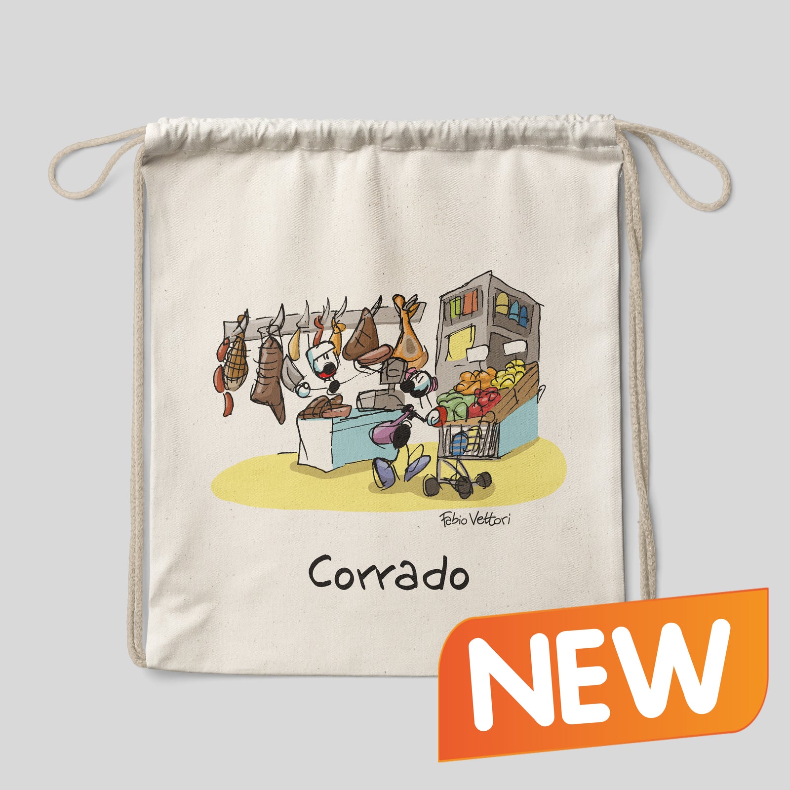 Sacca zaino personalizzata in cotone soggetto "Macellaio"