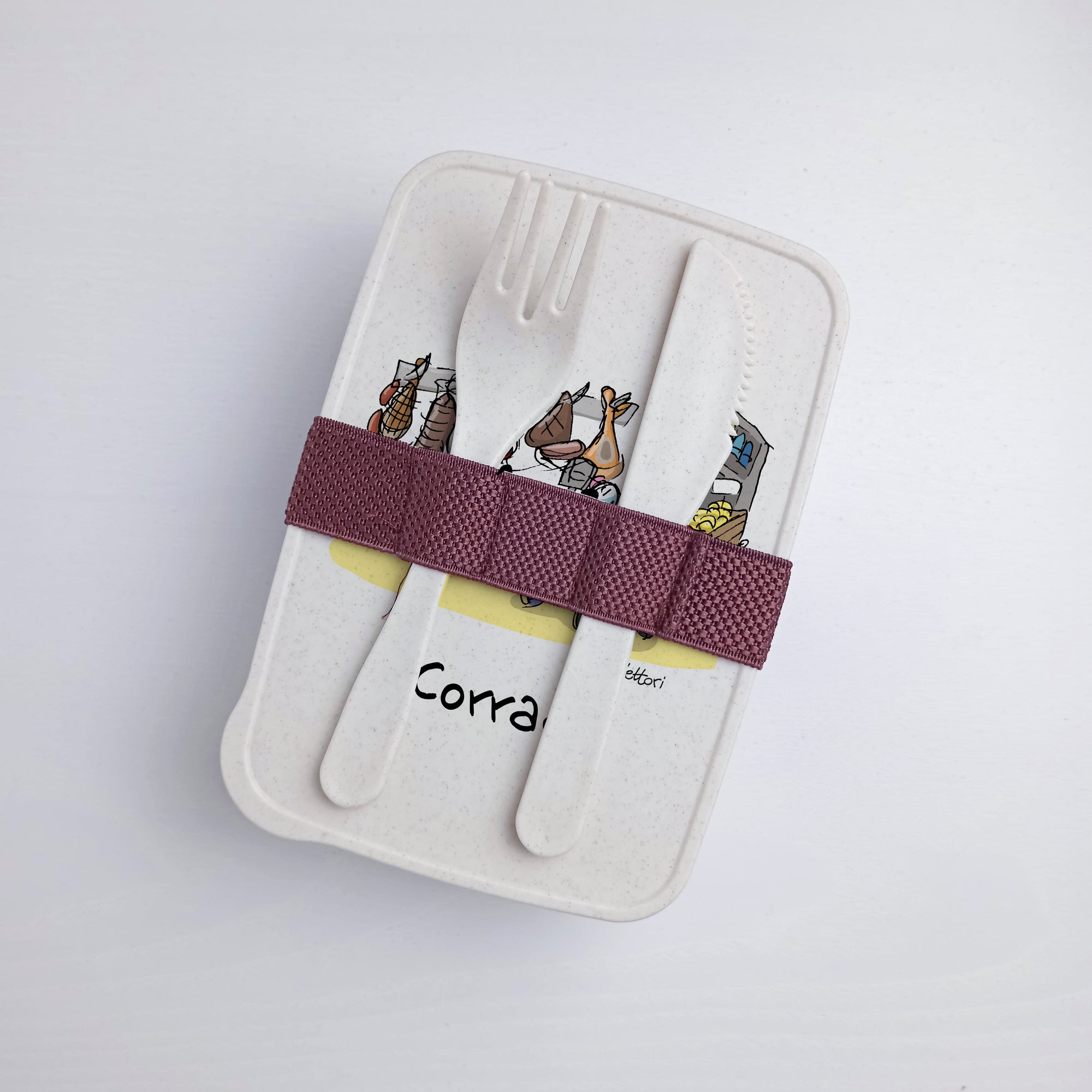 Lunch Box with Cutlery Holder Band Personalized "Butcher" Subject