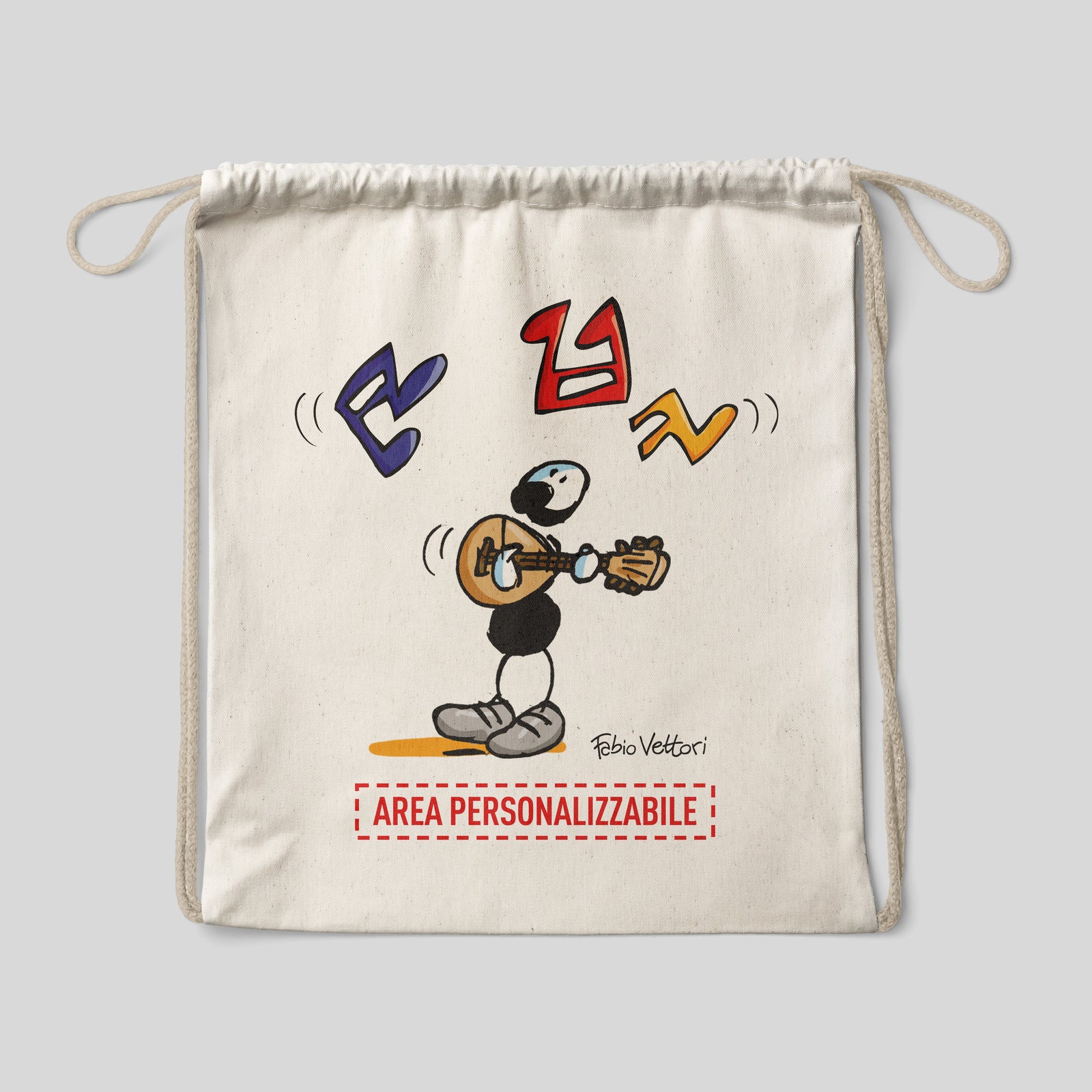 Sacca zaino personalizzata in cotone soggetto "Mandolino"