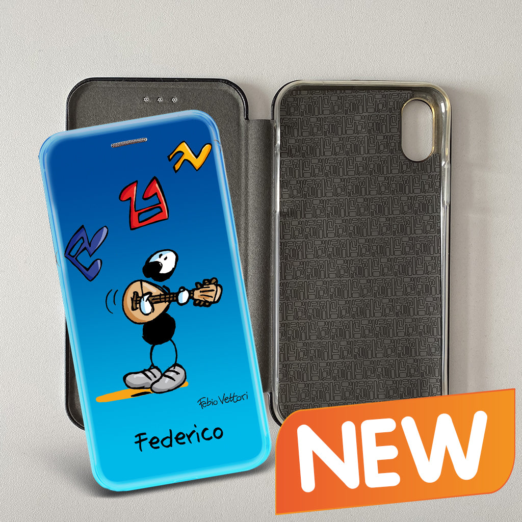 Cover artistica per Smartphone Personalizzata soggetto "Mandolino" modello con apertura "a Libro"