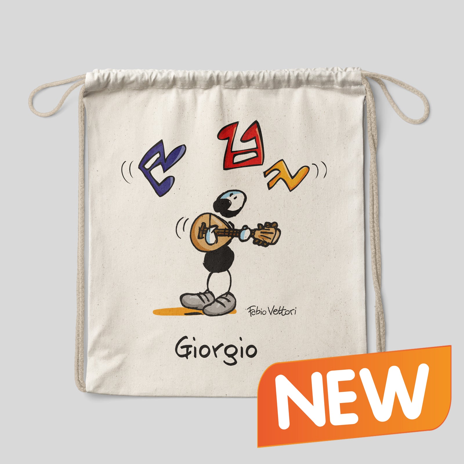 Sacca zaino personalizzata in cotone soggetto "Mandolino"