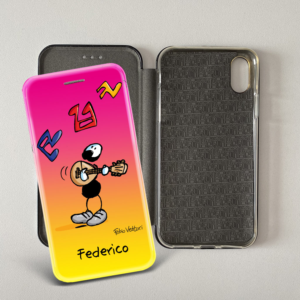 Cover artistica per Smartphone Personalizzata soggetto "Mandolino" modello con apertura "a Libro"