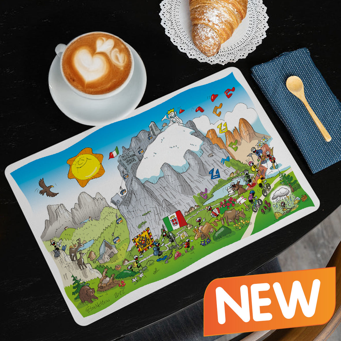 American table placemat "Bianconero"