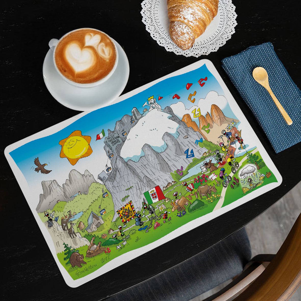 American table placemat "Bianconero"