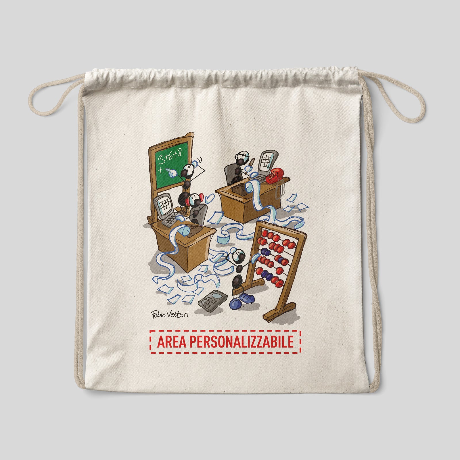 Sacca zaino personalizzata in cotone soggetto "Matematici"
