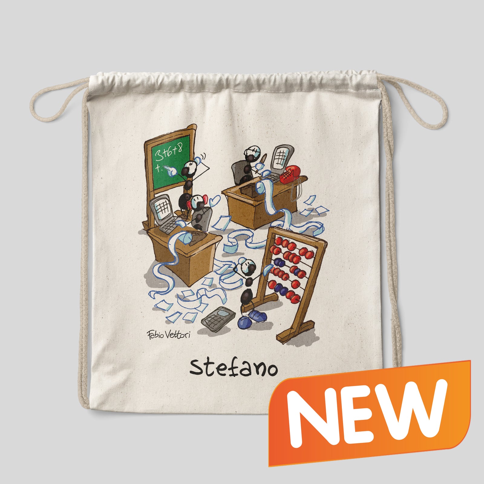 Sacca zaino personalizzata in cotone soggetto "Matematici"