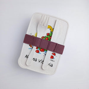 Scatola Porta Pranzo con Fascia Porta Posate Personalizzata soggetto "Merry Christmas"