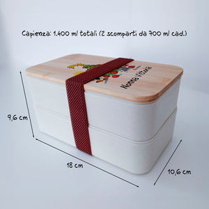 Scatola Porta Pranzo con coperchio in bambù e Posate Personalizzata soggetto "Merry Christmas"