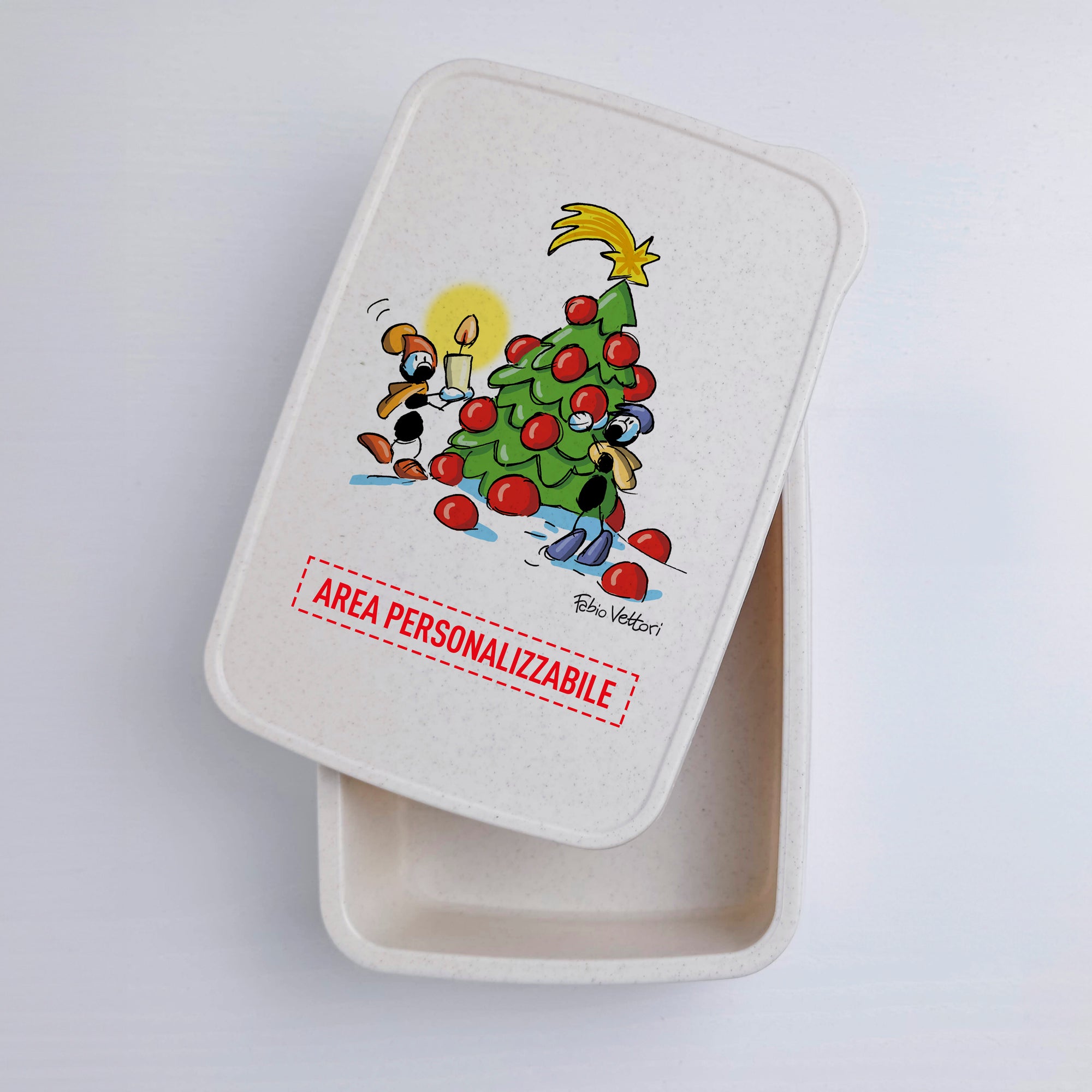 Scatola Porta Pranzo con Fascia Porta Posate Personalizzata soggetto "Merry Christmas"