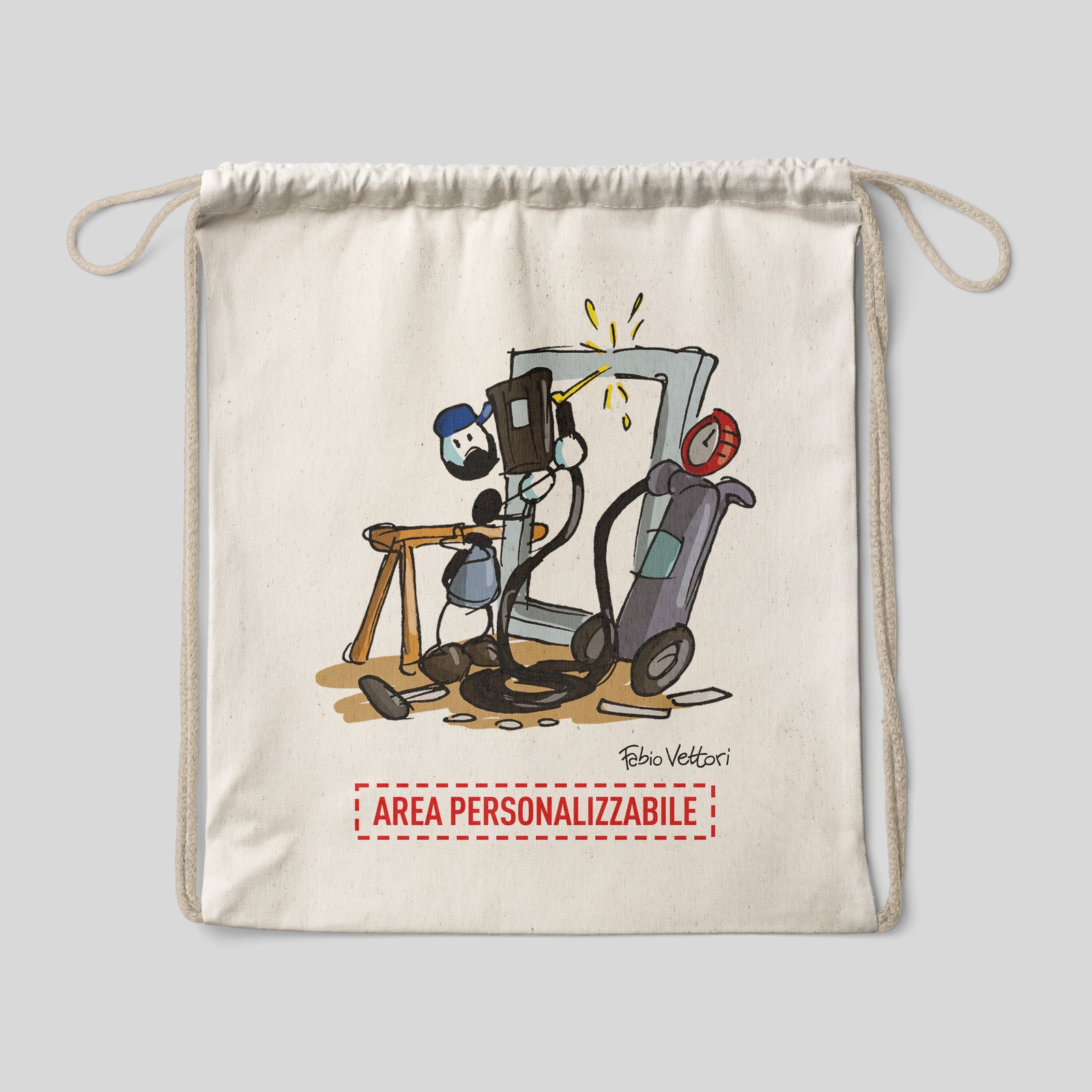 Sacca zaino personalizzata in cotone soggetto "Metalmeccanico"