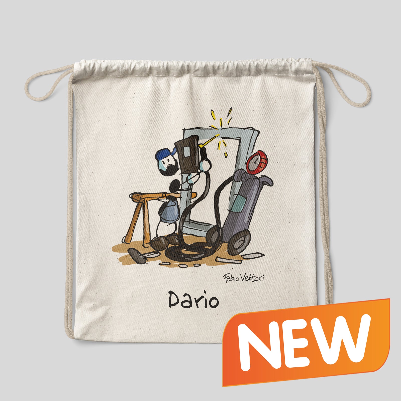 Sacca zaino personalizzata in cotone soggetto "Metalmeccanico"