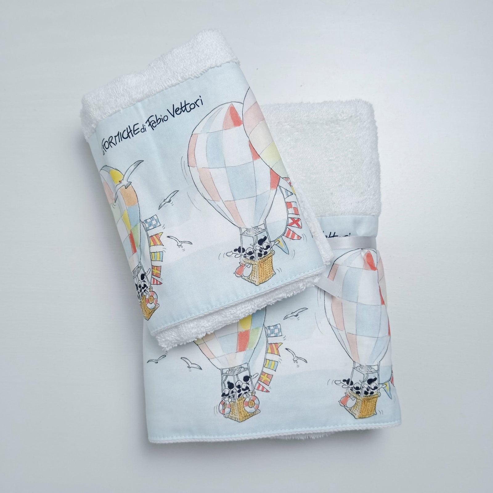 COUPLE SPONGE TOWEL + GUEST towels in cotton "Edelweiss" motif