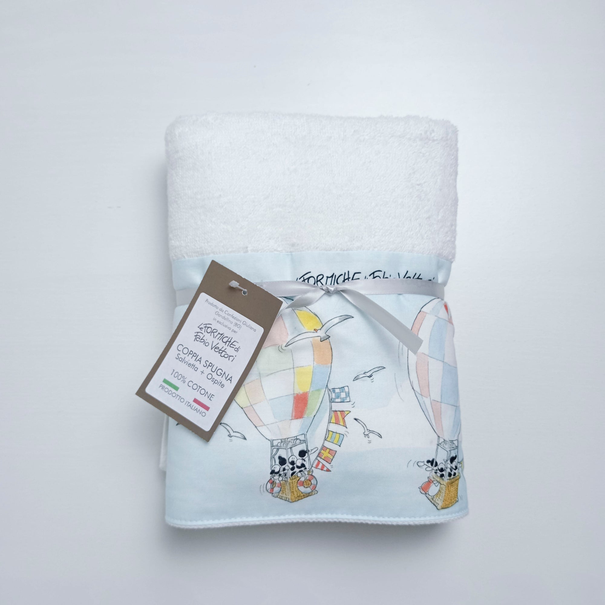 COUPLE SPONGE TOWEL + GUEST towels in cotton "Edelweiss" motif