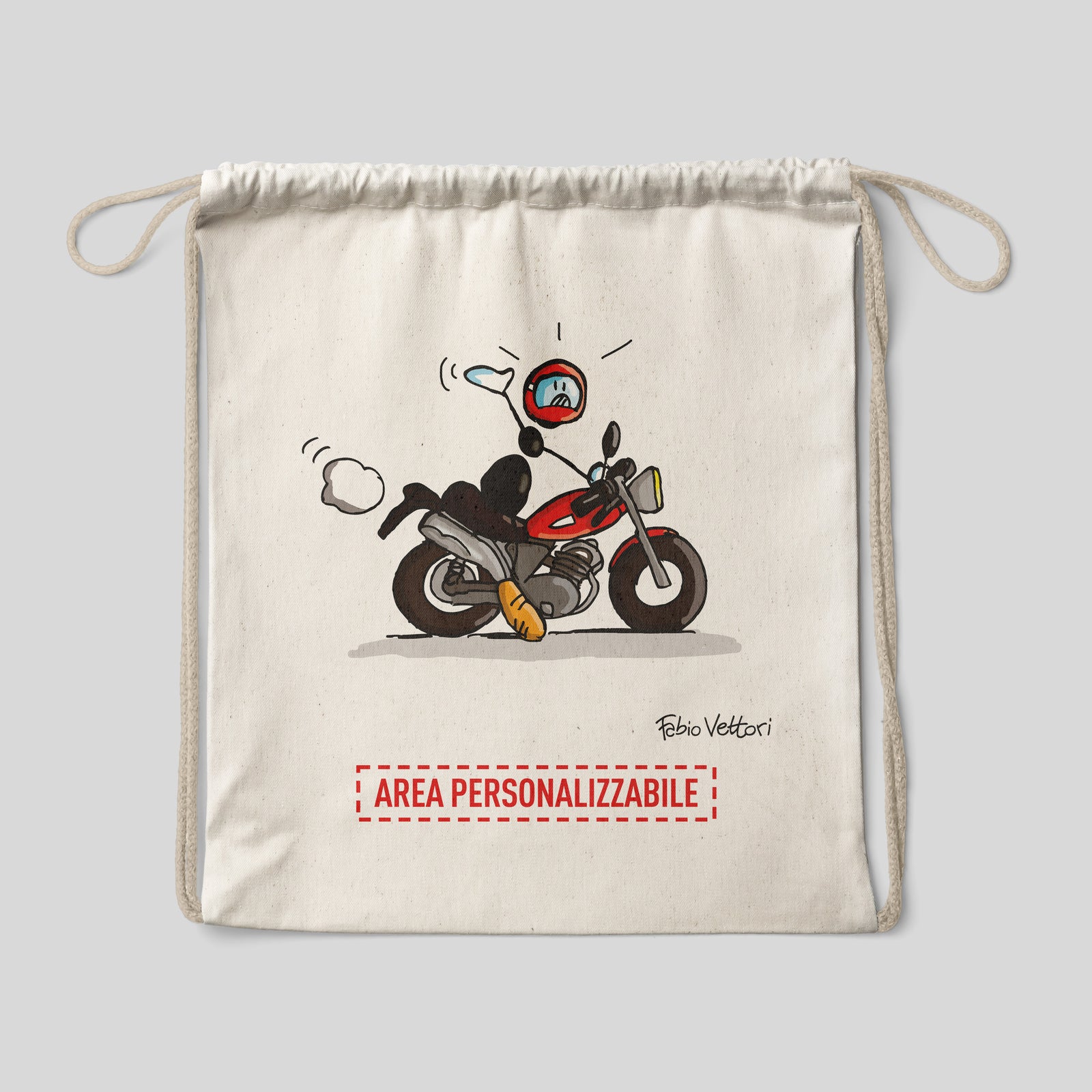 Sacca zaino personalizzata in cotone soggetto "Moto"