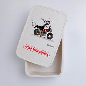 Scatola Porta Pranzo con Fascia Porta Posate Personalizzata soggetto "Moto"