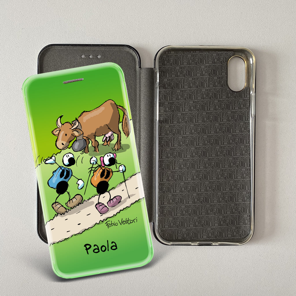 Cover artistica per Smartphone Personalizzata soggetto "Mucca" modello con apertura "a Libro"